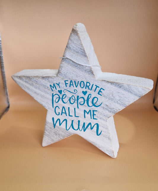 Handpainted Mum wooden star